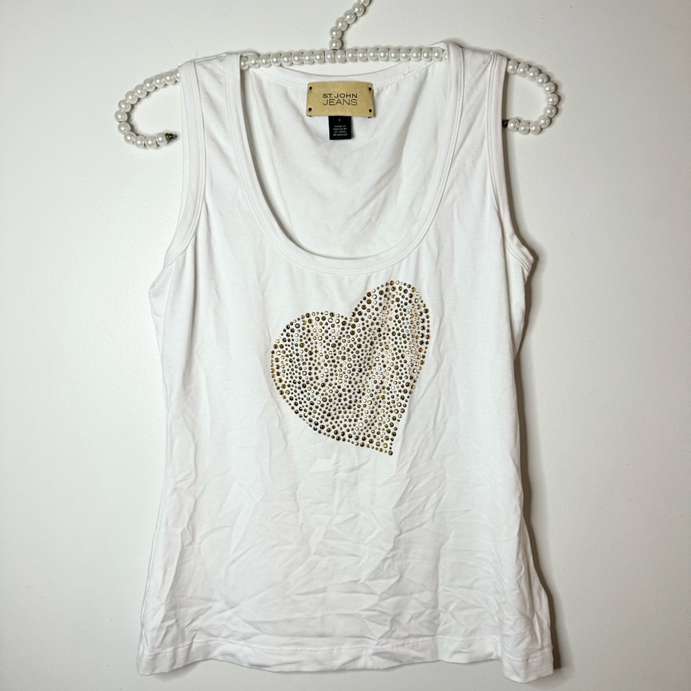 NWOT St. John Heart Embellished Tank Top